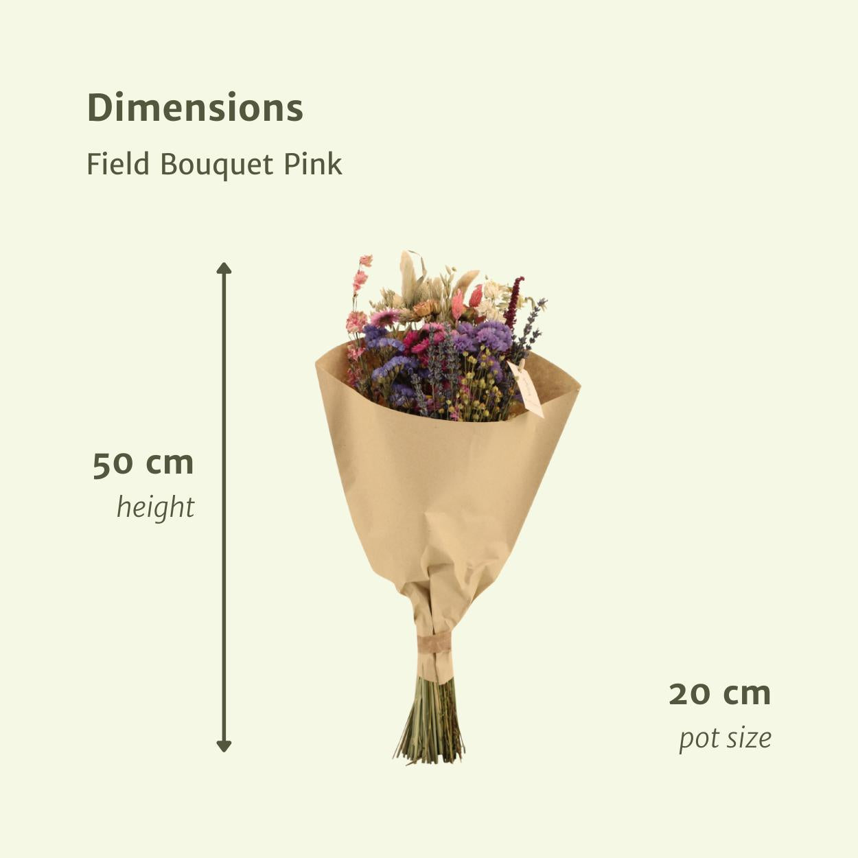 Droogbloemen Veldboeket Roze - Ø20 - ↨50cm