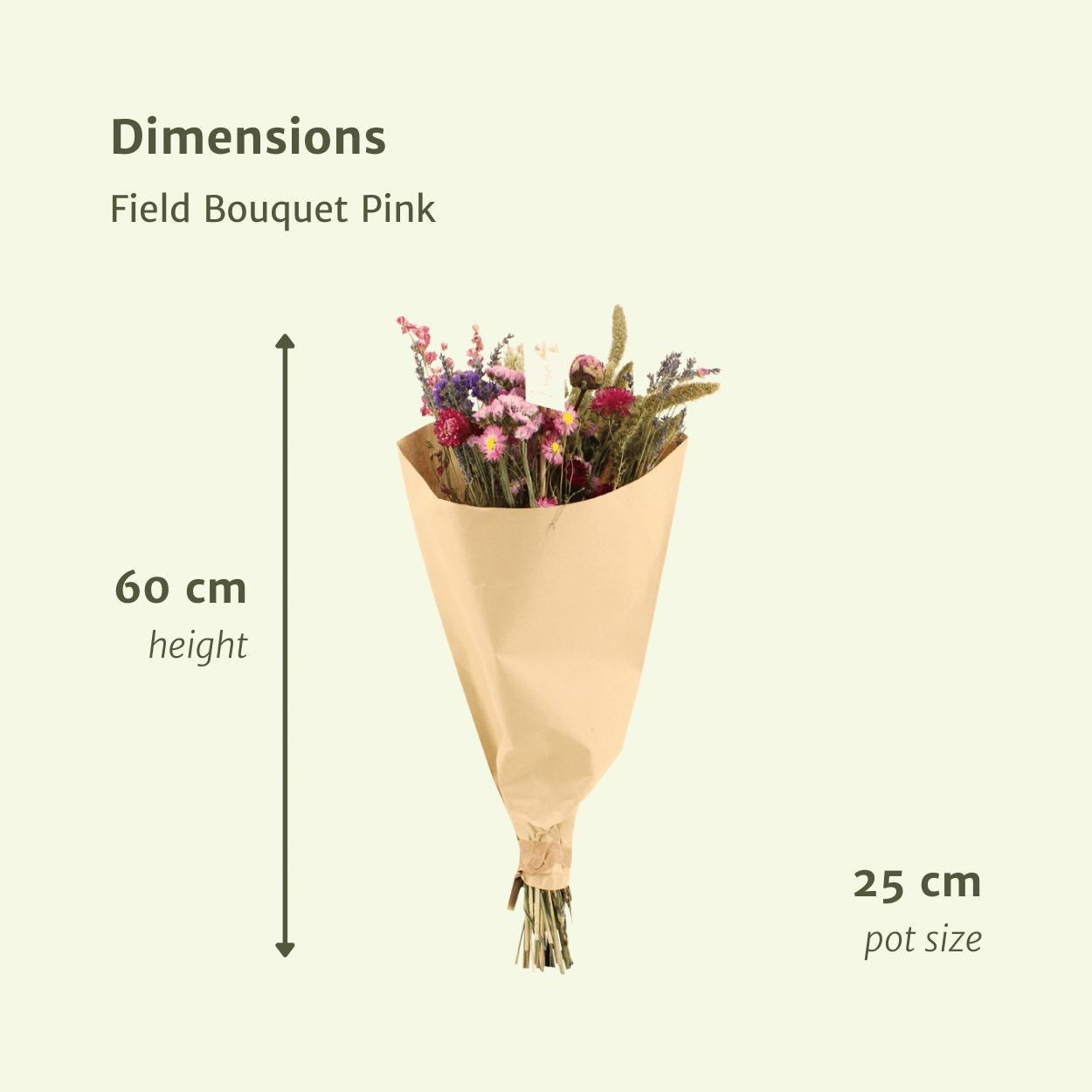 Droogbloemen Veldboeket Roze - Ø25 - ↨60cm