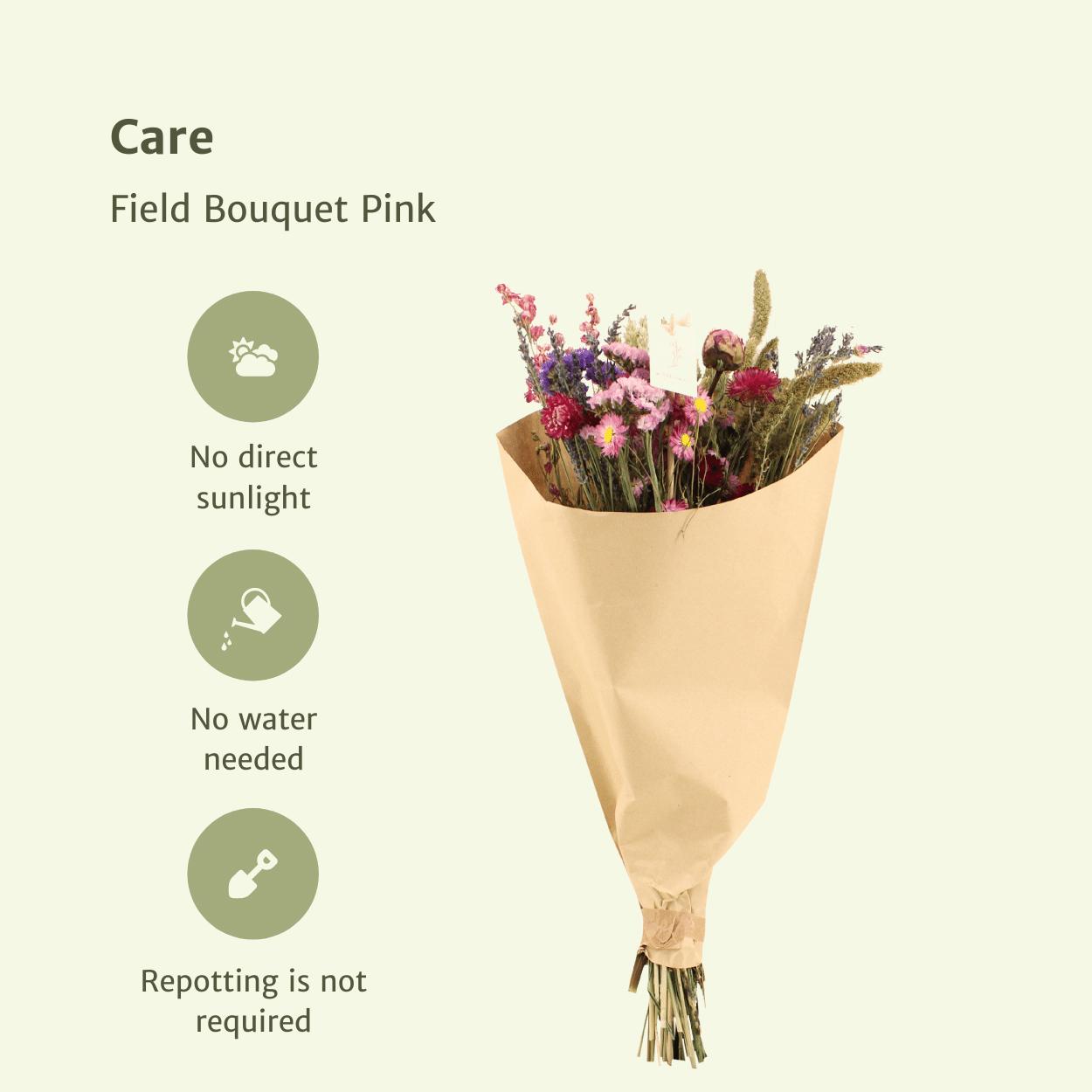 Droogbloemen Veldboeket Roze - Ø25 - ↨60cm