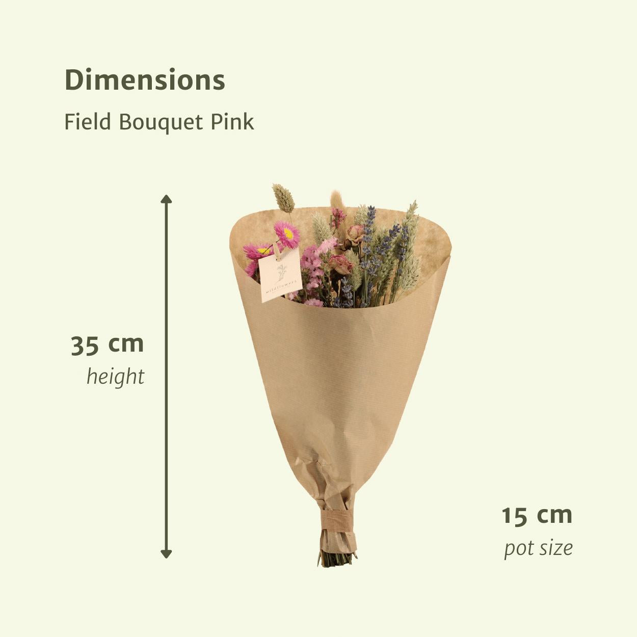 Droogbloemen Veldboeket Roze - Ø15 - ↨35cm